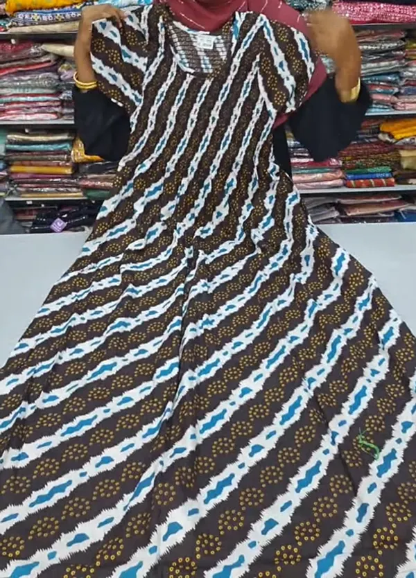 Premium Cotton Smocked Maxi Gown With Side pocket | MG39
